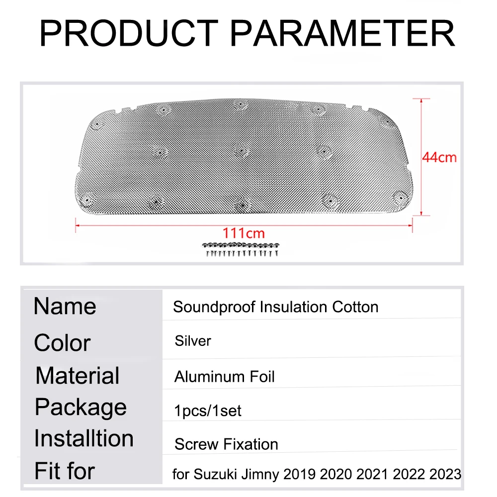 Cotone isolante insonorizzato per auto per Suzuki Jimny 2019 2020 2021 2022 2023 JB64 JB74 cappuccio isolamento termico Pad accessorio interno