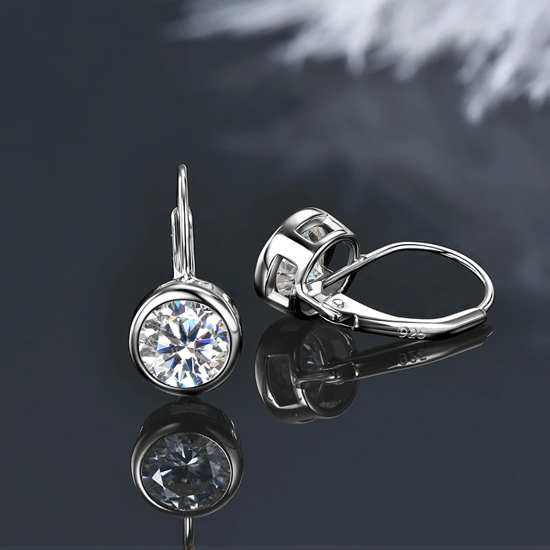 IOGOU 1CT 2CTD Moissanit Tropfen Creolen 925 Silber für Frauen 6,5mm 8mm Lünette Labor Diamant Hochzeit Party edlen Schmuck Geschenk – Detail 9