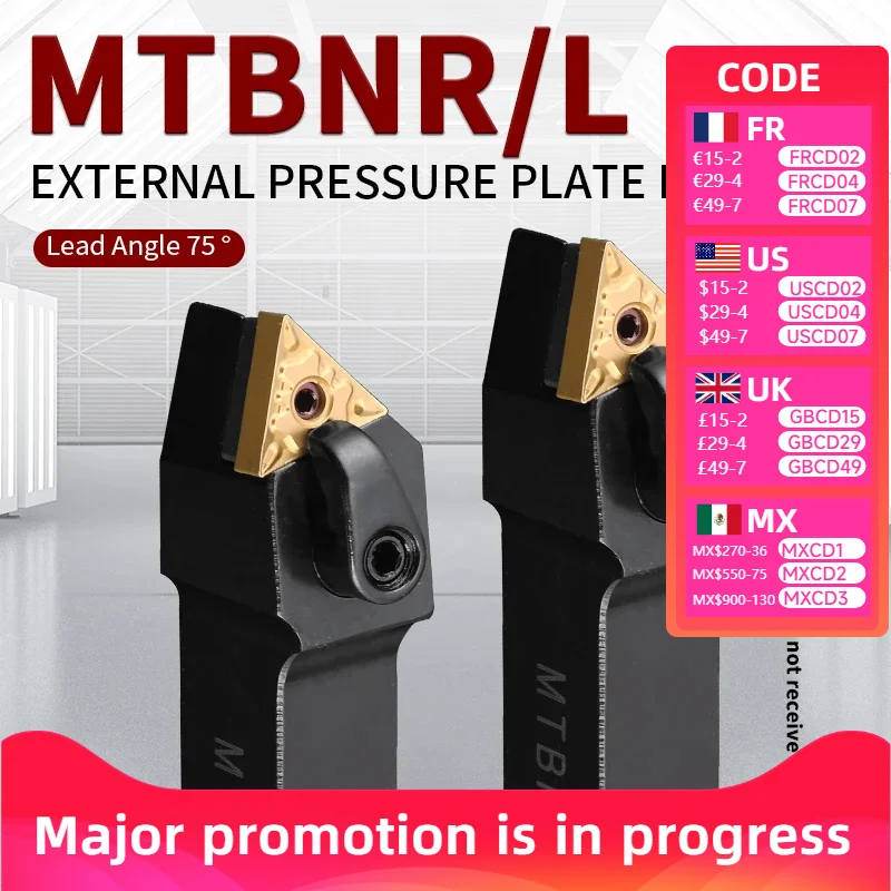 

MTBNR External Turning ToolMTBNR1616H16 2020K16 2525M16 Triangular Turning Toolholders Clamping Lathe Tools Cutting Tools CNC