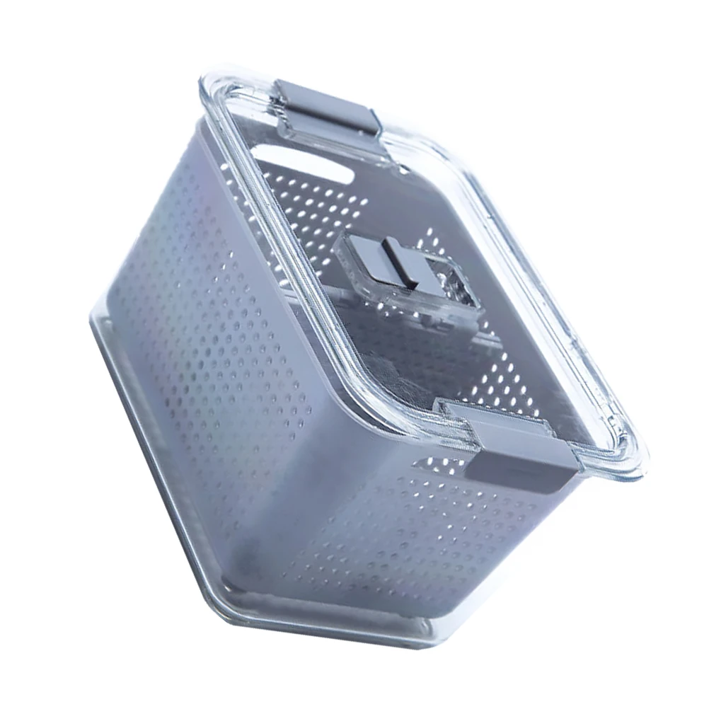 

Airtight Fresh Storage Container Clear Bins Dark Draining Crisper Box Grey Fruit Vegetable Keeper Portable Fridge Drain Box