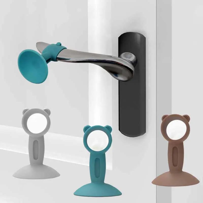 Urso bonito Silicone Anti-Colisão Rolha Da Porta, Rolha Da Maçaneta, Tampa Da Maçaneta Da Porta, Almofada De Proteção, Bumper De Botão De Porta De Parede, Ventosa Tipo