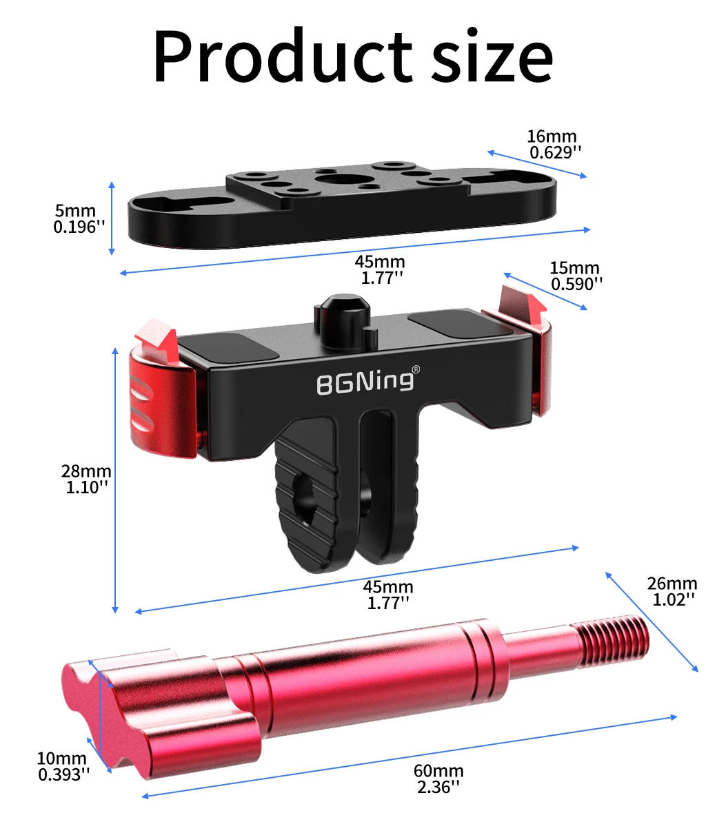 Schnellverschluss-Basisklemme mit M5-Rändelschraube für GoPro Hero 13 12 11 10, Ersatzhalterung, N52-Magnet, rutschfest, 1/4 Zoll Stativadapter – Detail 17