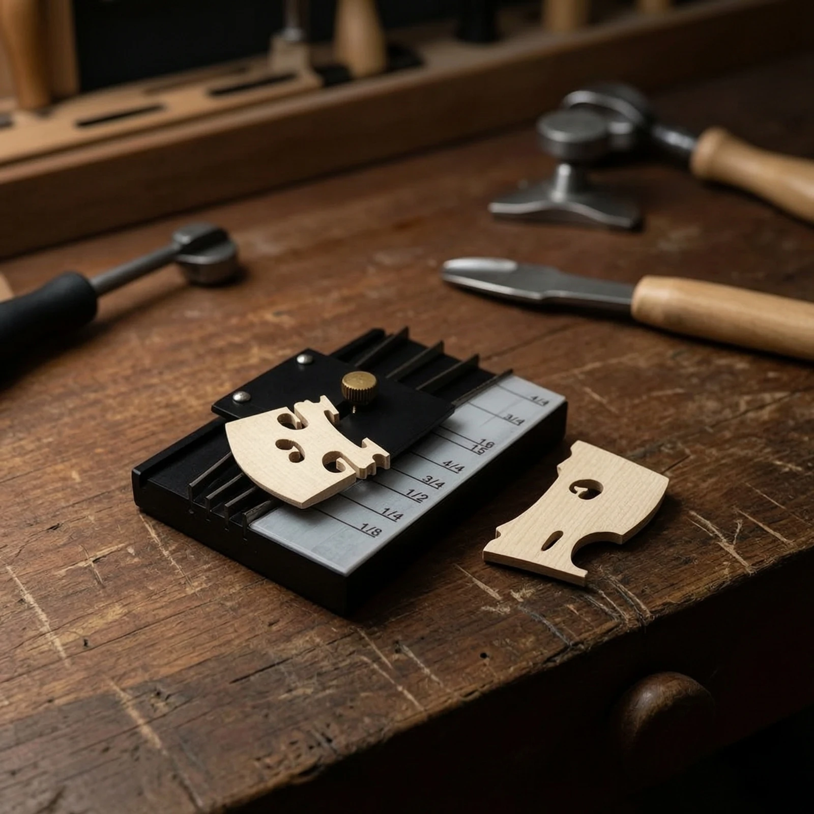 Violin Bridge Notch Marking Tool Exact Bridge Marker with Adjustment Knob String Notch Marker Metal Tools Compact for Luthiers