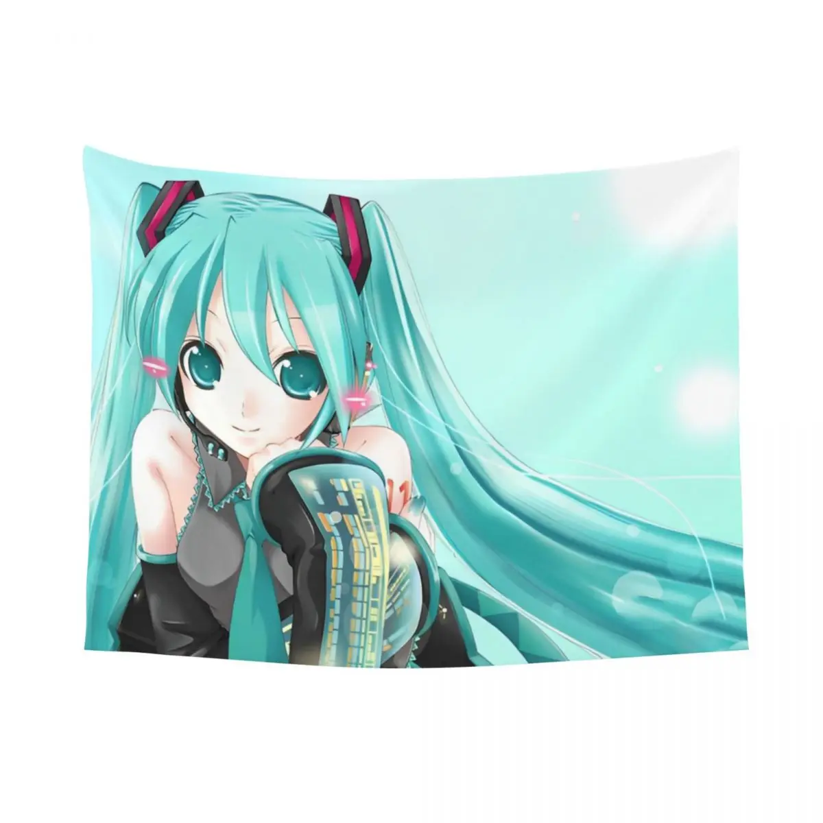H atsune Mikuอะนิเมะพรมที่มีสีสันโพลีเอสเตอร์แขวนผนังตกแต่งผนังตารางปกศิลปะพรม