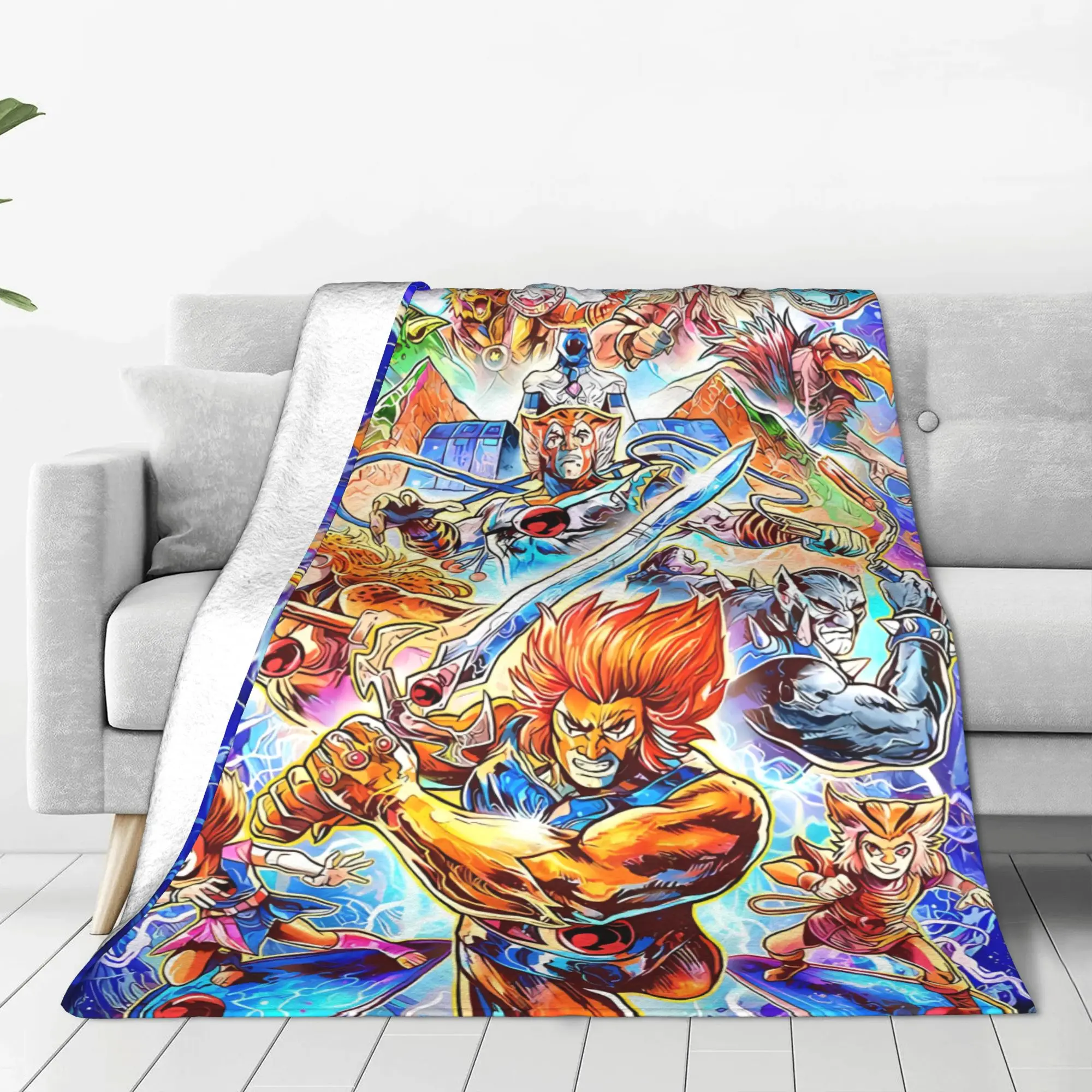 1PC Home Cute Room Decor Let's Go Blanket Throw Blanket ThunderCats Novelty Warm Blanket All Season