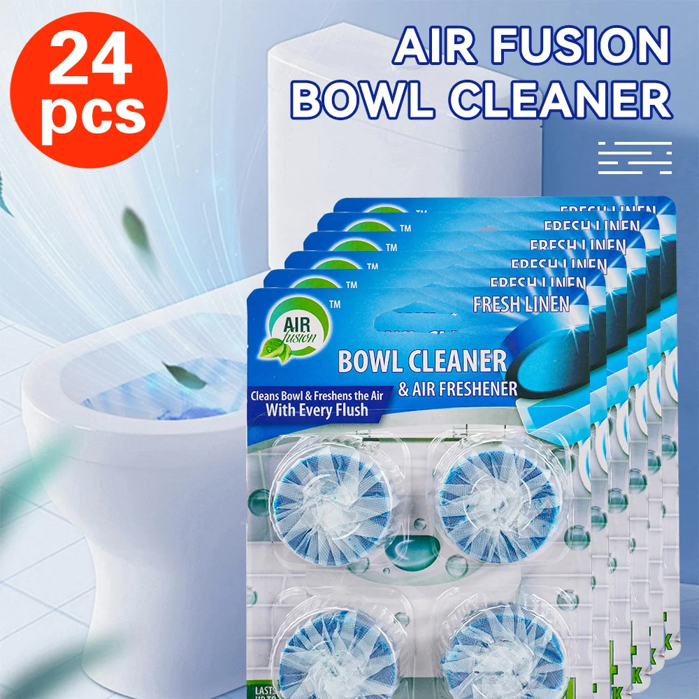 Air Fusion Automatic Toilet Bowl Cleaner Tablets 24 Pc 6 Pack  Linen Scent Slow-Releasing Toilet Tank Cleaners for Deodorizing