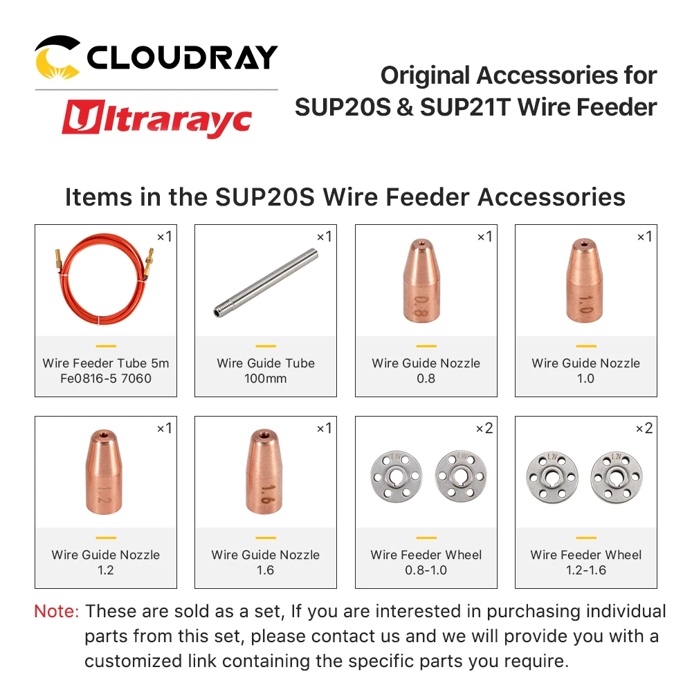 Ultrarayc SUP20S & SUP21T Wire Feeder Accessories Set with Wire Feeder Tube Wire Guide Nozzle Wire Guide Tube Wire Feeder Wheel