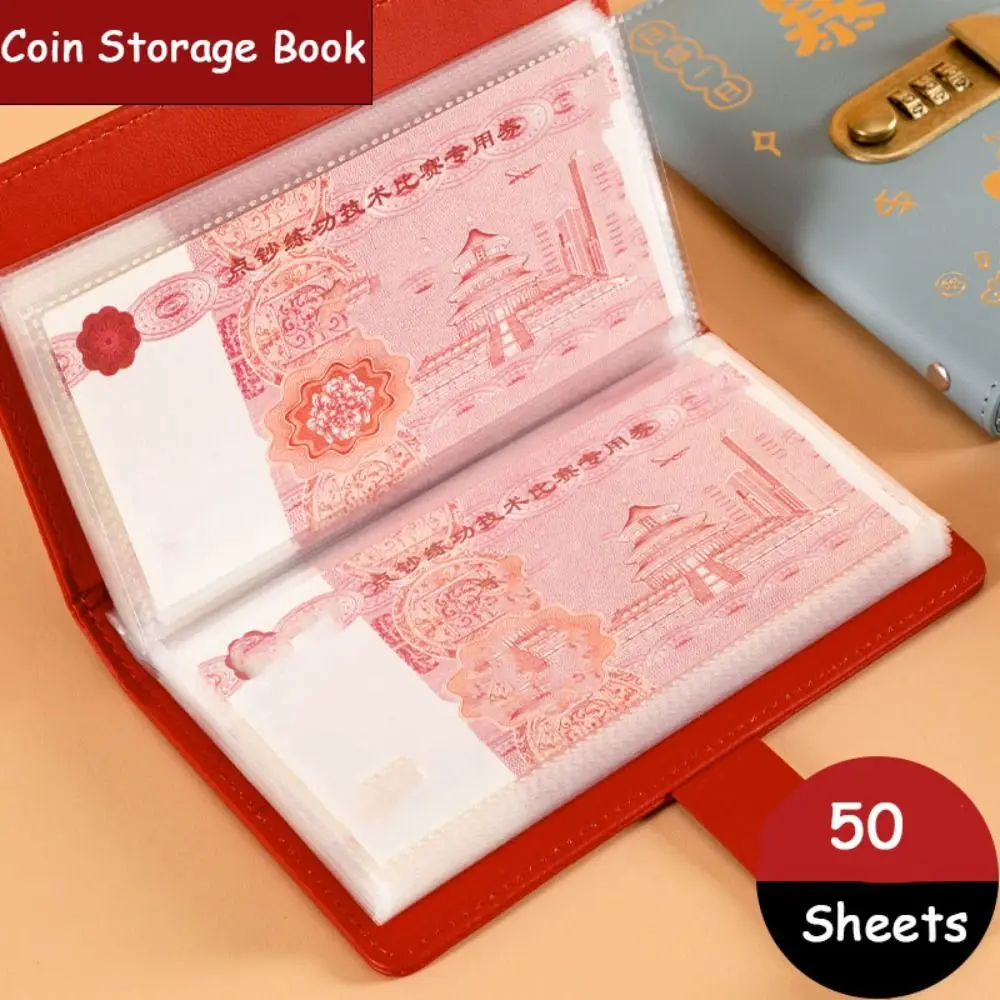 50 Blatt Geld sparen Binder PU Leder tragbare Planer Organizer Brieftasche Lagerung Sparen Handbuch Budget Binder mit Schloss