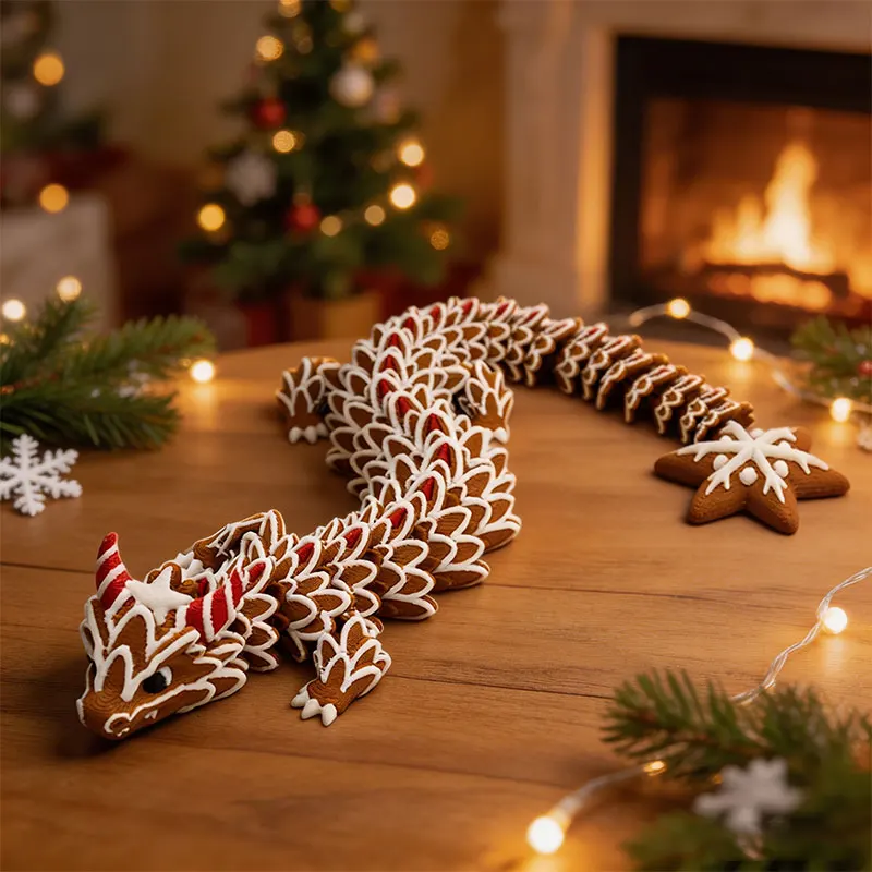 Weihnachtliche Lebkuchen-Drachenfigur, 3D-gedruckte Kekse-Drachen, Weihnachtsdekoration, Gartendekoration, Bürodekoration – Detail 5