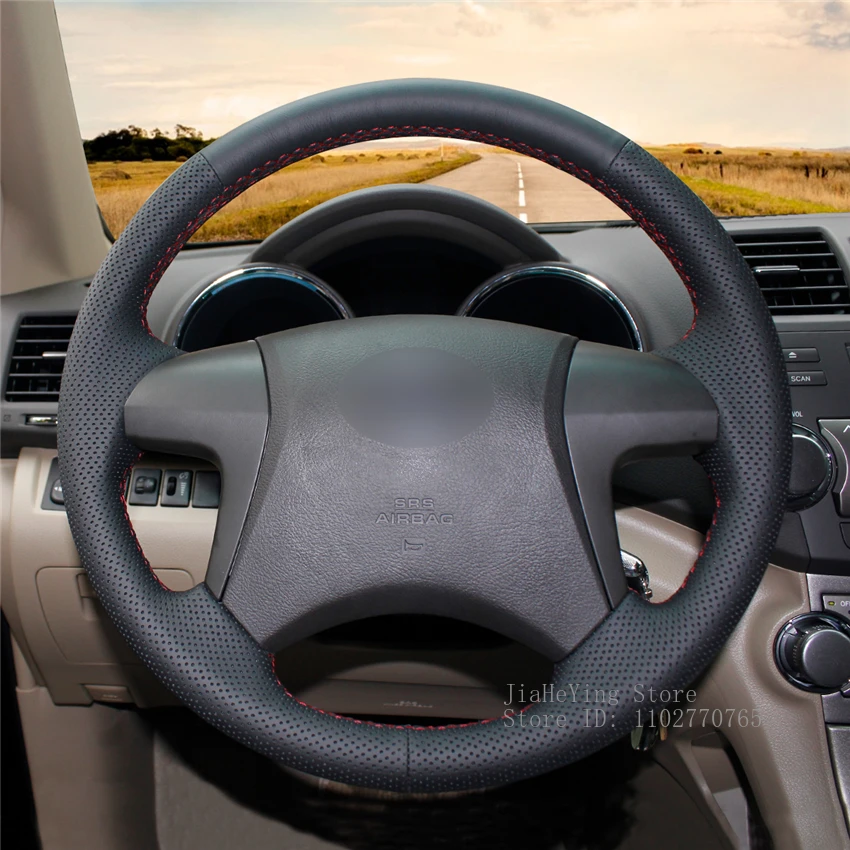 

DIY Hand-Stitched Non-slip Leather Steering Wheel Cover Wrap for Toyota Highlander 2009-2014 Camry 2007-11 Interior Accessories