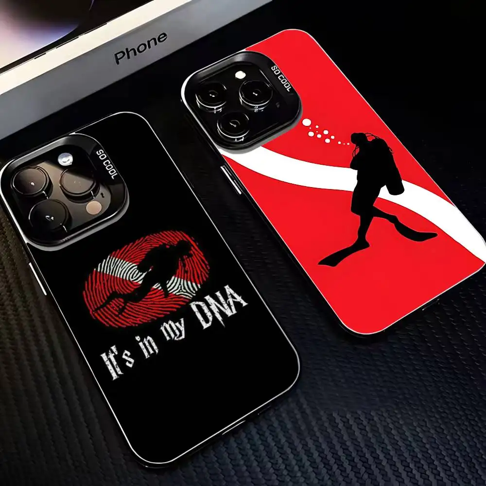 

Scuba Diving Dive Flag Phone Case For iPhone 16,15,14,13,12,11,Mini,Pro,MAX Black Matte Shockproof Cover