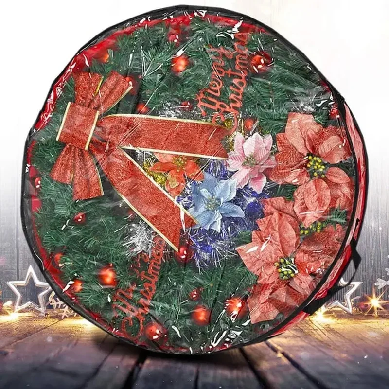 Saco De Armazenamento De Árvore De Natal Dobrável Xmas Wreath Bag para Armazenar Garland Dustproof Cover Sacos De Armazenamento