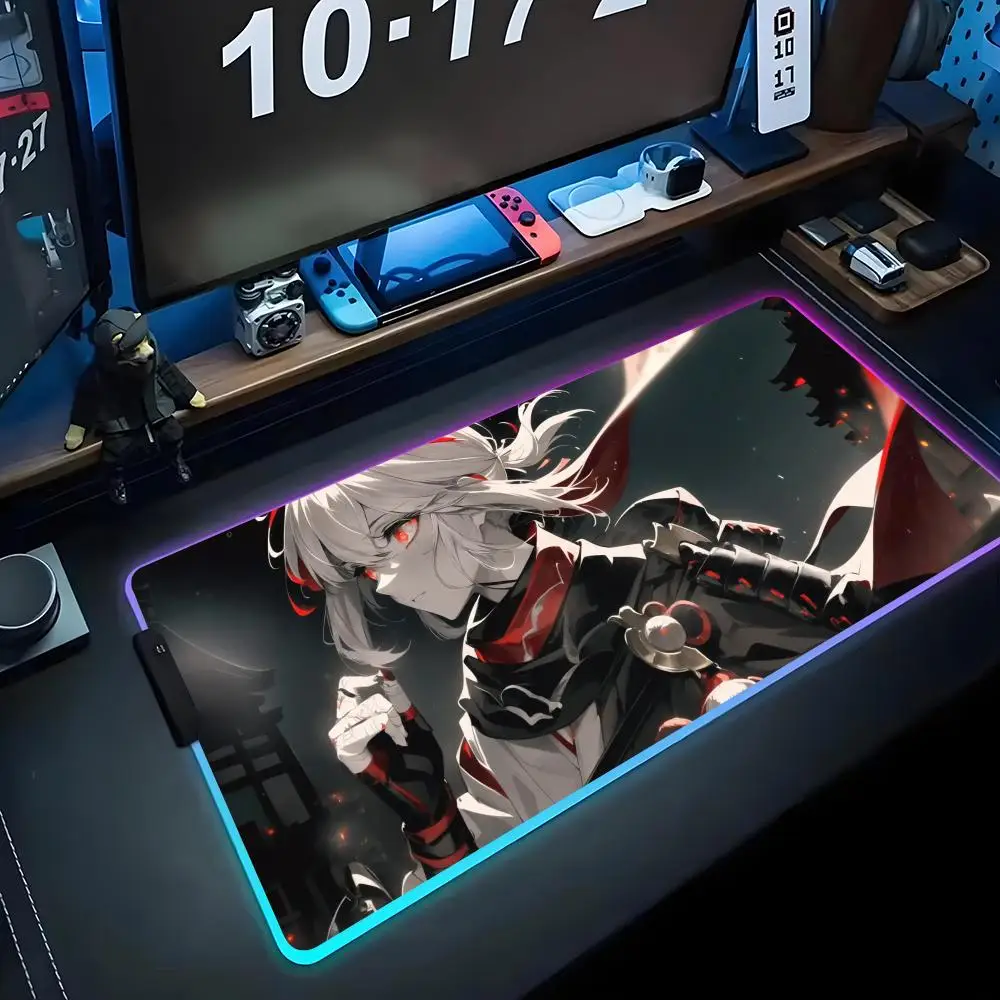 

Kaedehara kazuha Коврик для мыши RGB игровой коврик для мыши Большой светодиодный коврик для ПК Настольный коврик Светящийся коврик для мыши Большие коврики для клавиатуры Настольный коврик с