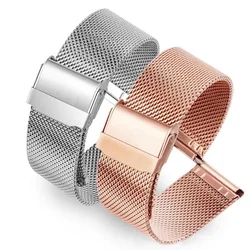 18mm 20mm 22mm 24mm Milanese Watchband Universal Stainless Steel Metal Watch Band Strap Black Rose Gold Bracelet Women Men Belt