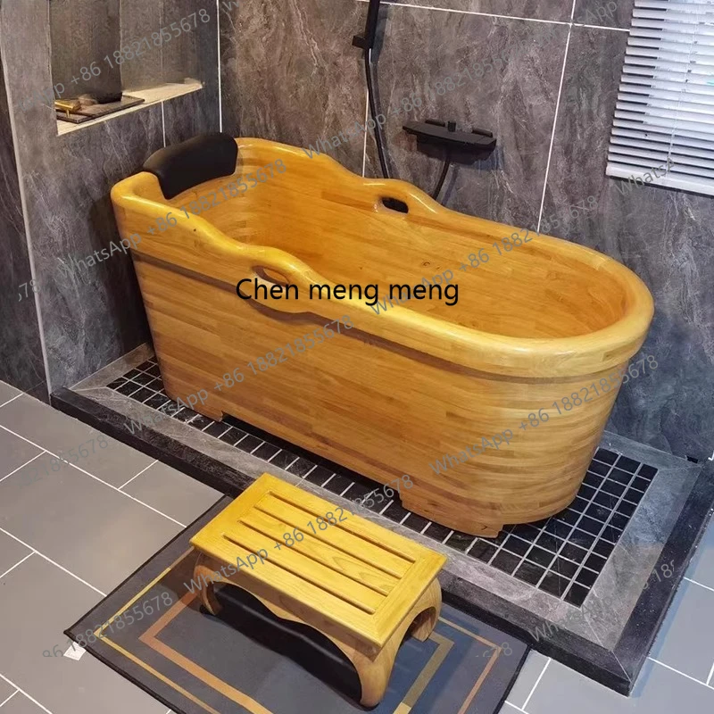 

Shanqi Oak Thickened Adult Bucket Household Club Bath Bucket Villa Full Body Bath