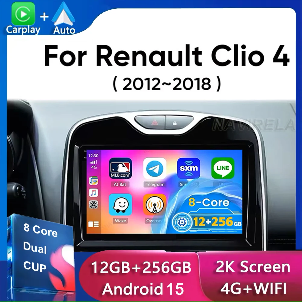 

Android Auto для RENAULT Clio 4 BH98 KH98 2012-2018 Carplay Авторадио Автомобильный радиоприемник Мультимедийный видеоплеер Стерео Аксессуары для процессора