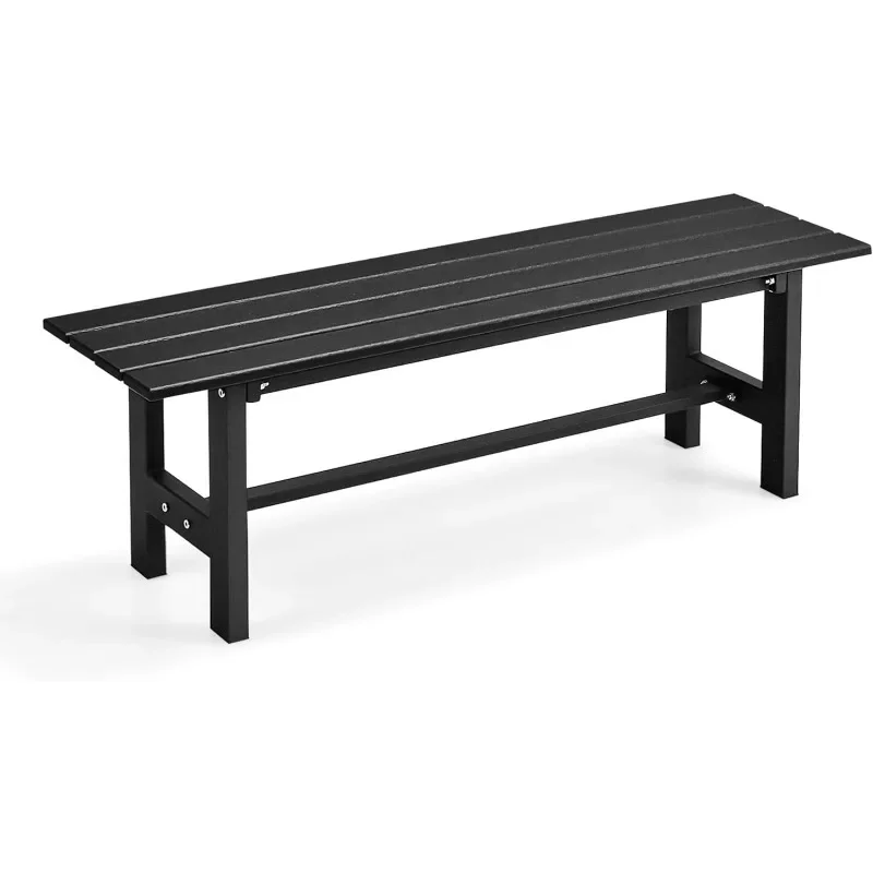 47 Outdoor Garden Bench,2-Person Patio Park Bench with HDPE Slatted Seat & Metal Frame,Rectangular Outdoor Dining Bench for Yard