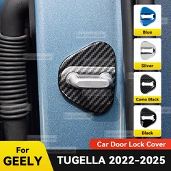 Car Door Lock Decoration Protection Cover flags emblem Stainless steel case for Geely Tugella 2021-2024 Accessories Accessory