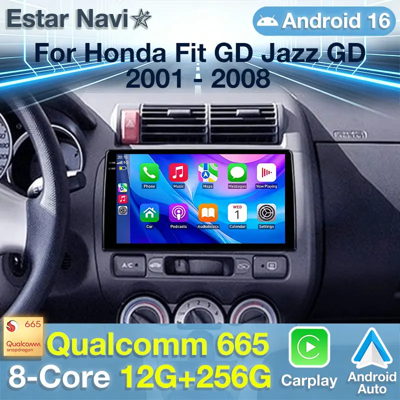 Car Radio Android 16 For Honda Fit GD 2001 - 2008 Jazz GD LHD GPS Carplay Multimedia Player Navigation Auto Head Unit DSP Stereo