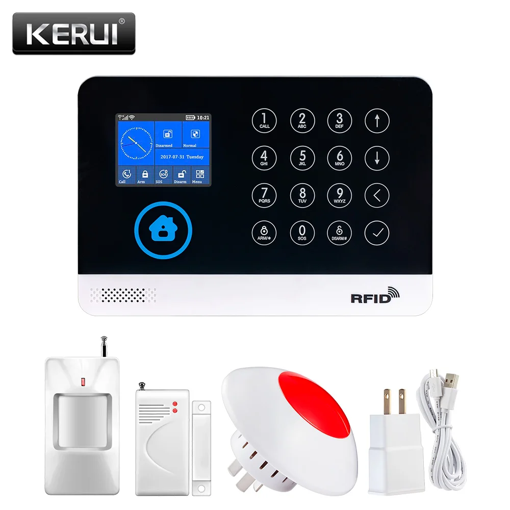 

WG-11 Home Security Alarm System WIFI/GSM Connection Mobile Wireless Burglar Alarm Kit with Motion Sensor Siren