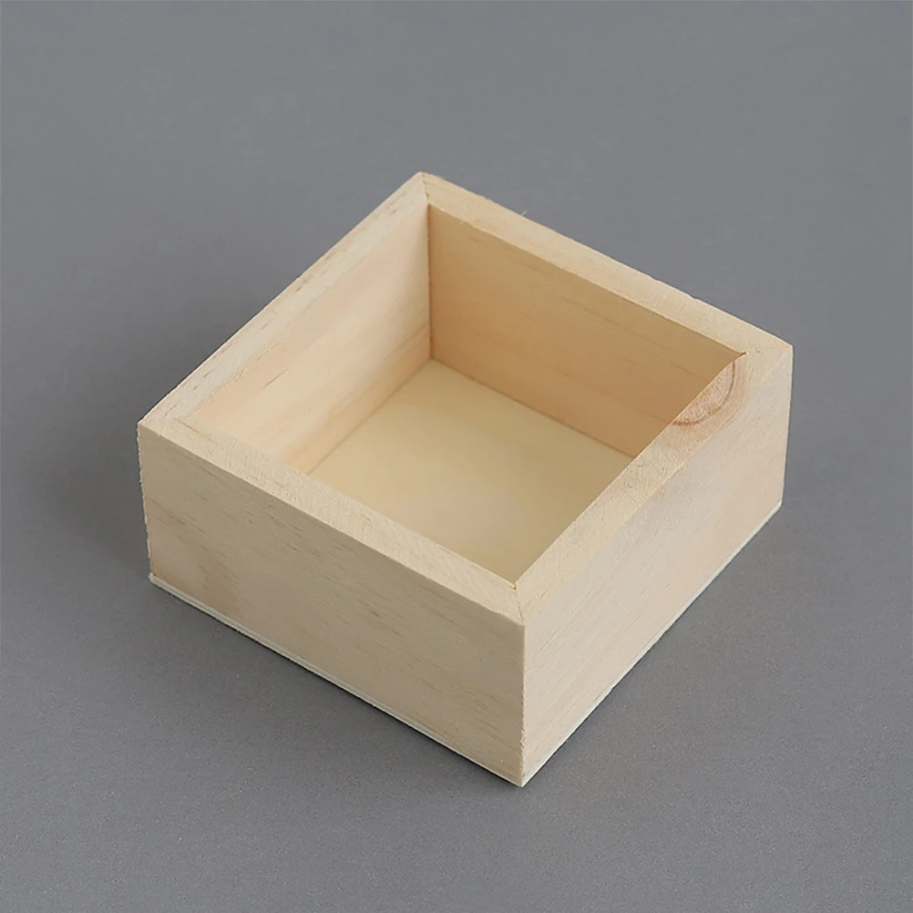 

4PCS Wooden Multifunctional Storage Box Square Desktop Storage Container for Home Living Room Bedroom