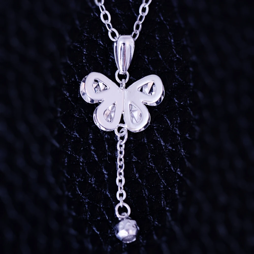 

Real Pure Platinum 950 Men Women Lucky O Link Chain Tassel Bead Butterfly Pendant 1.4-1.55g