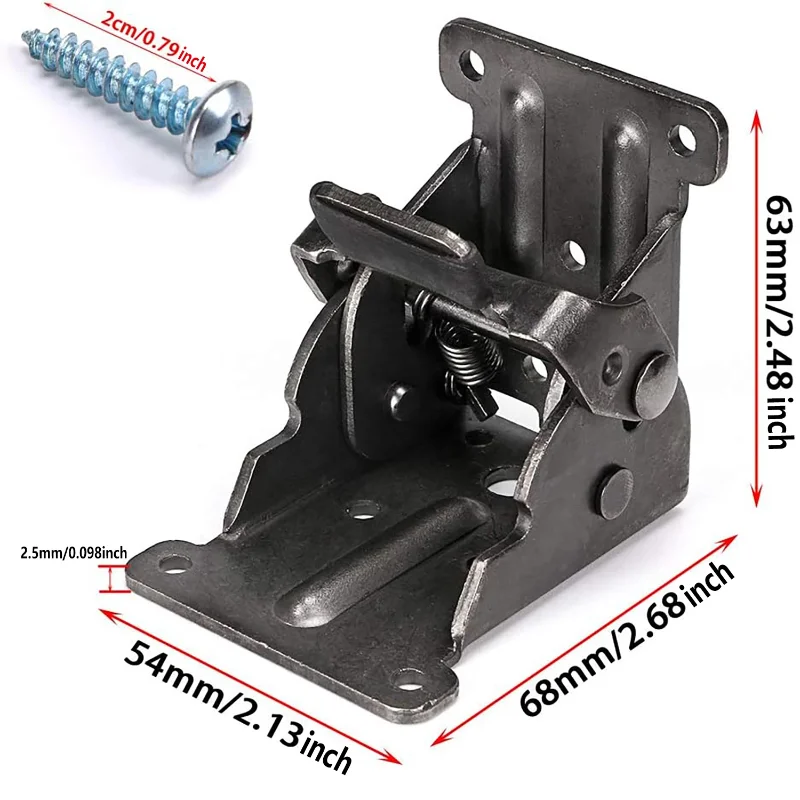 2PCS Foldable Bracket, Self-Lock Hinge Hardware with Screws Lock Extension Support for Table Leg, Bed Leg, Workbench, Pack of 2