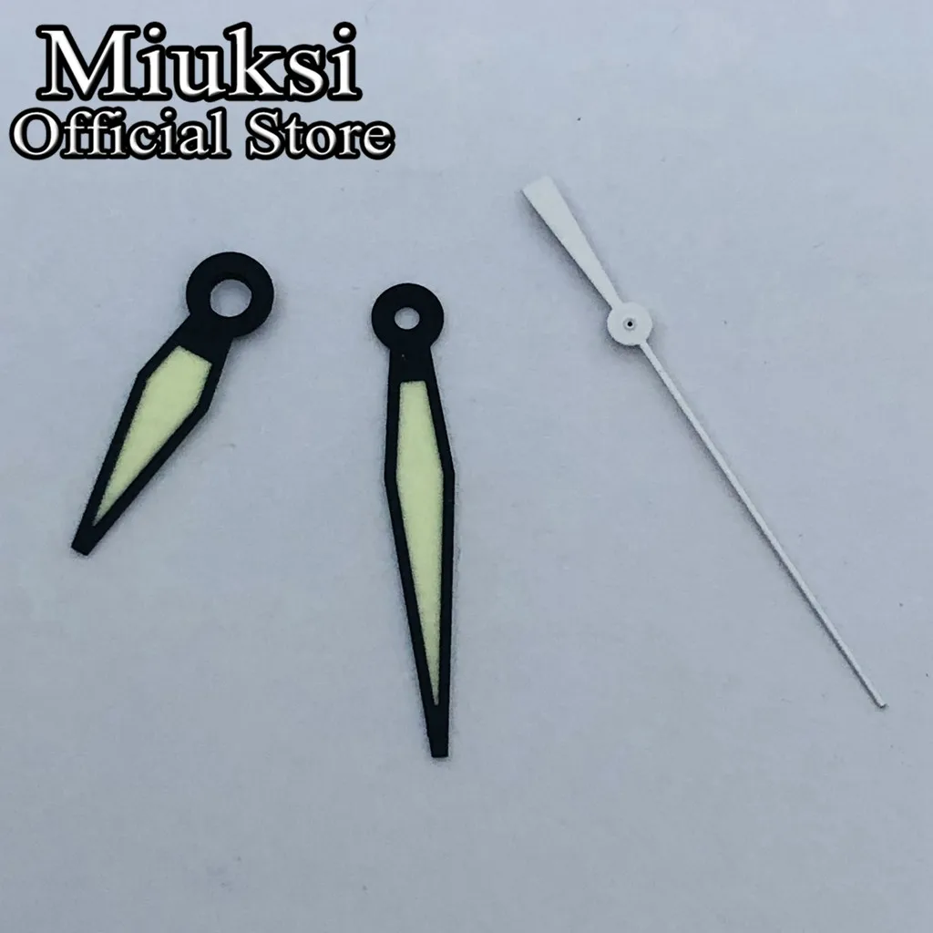 Miuksi black white green watch hands luminous hands fit NH35 NH36 NH38 NH70 NH72 Miyota8215 821A 8205 DG2813 3804 movement
