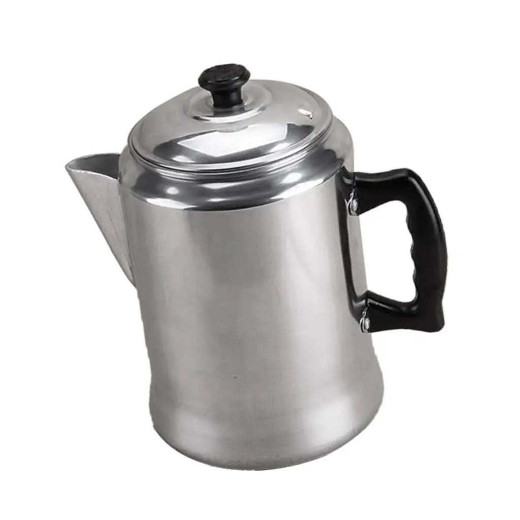 Portable Aluminum Coffee Maker Seamless Camping Coffee Pot Jug with Lid for Outdoor Picnic and Easy Pouring