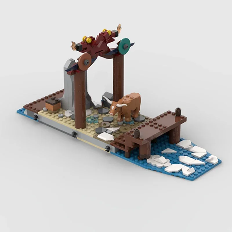 Medieval Model MOC Building Bricks Viking Village Harbour Extension Modular Technology Gifts Holiday Assemble Children Toys Suit