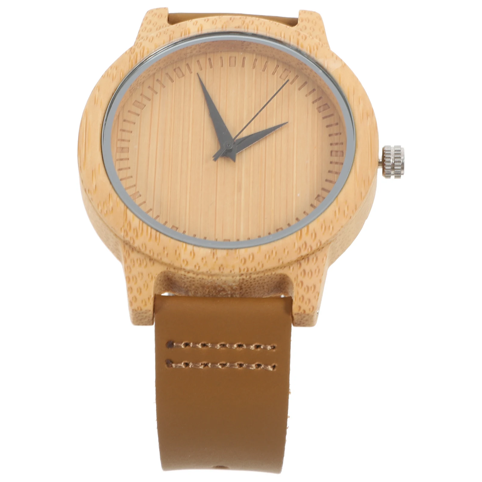 

Wooden Surface Quartz Watch For Men Fashion Wristwatch Pu Belt Durable Smooth Design Natural Style Graduation Gift