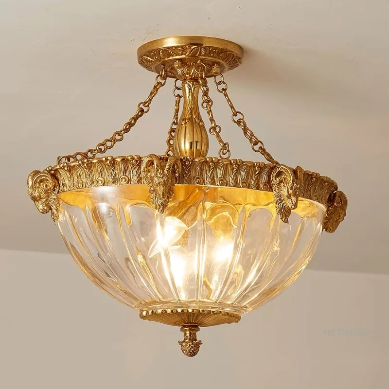 French style ceiling light, European style villa luxury retro bedroom light, study light neoclassical light luxury ceiling light