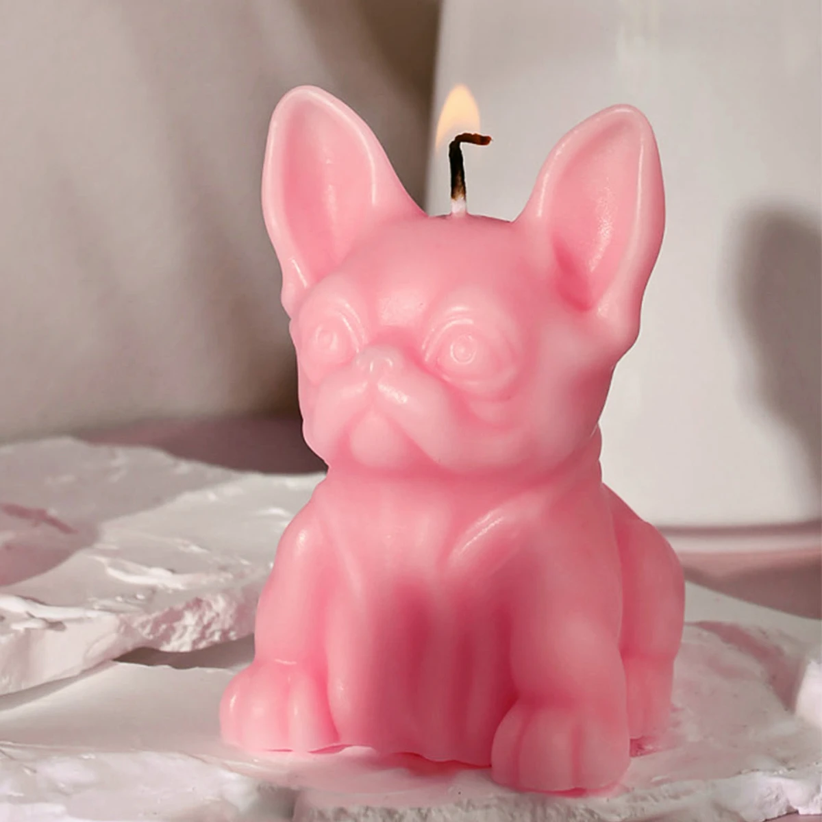 Pekingese Puppy Pug Animal Candle Silicone Mould French Fighting Dog Plaster Doll Soap Mold Chocolate Making Set Baby Room Decor view 5