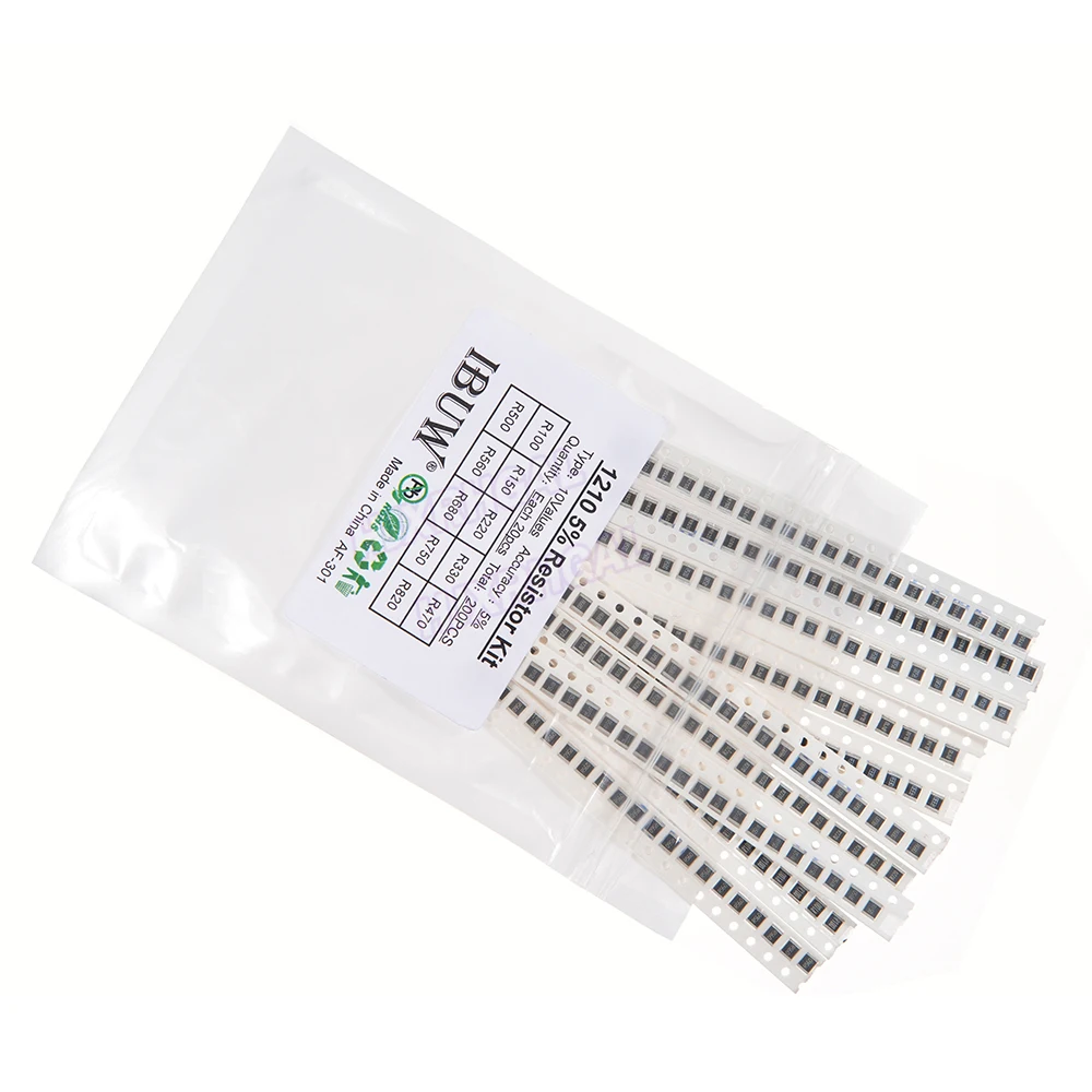 200PCS 5% 1210 SMD resistors assorted kit set ,10 valueX20PCS=200PCS 0R82 0R75 R68 R560 0R50 R47 R33 R22 R150 R100