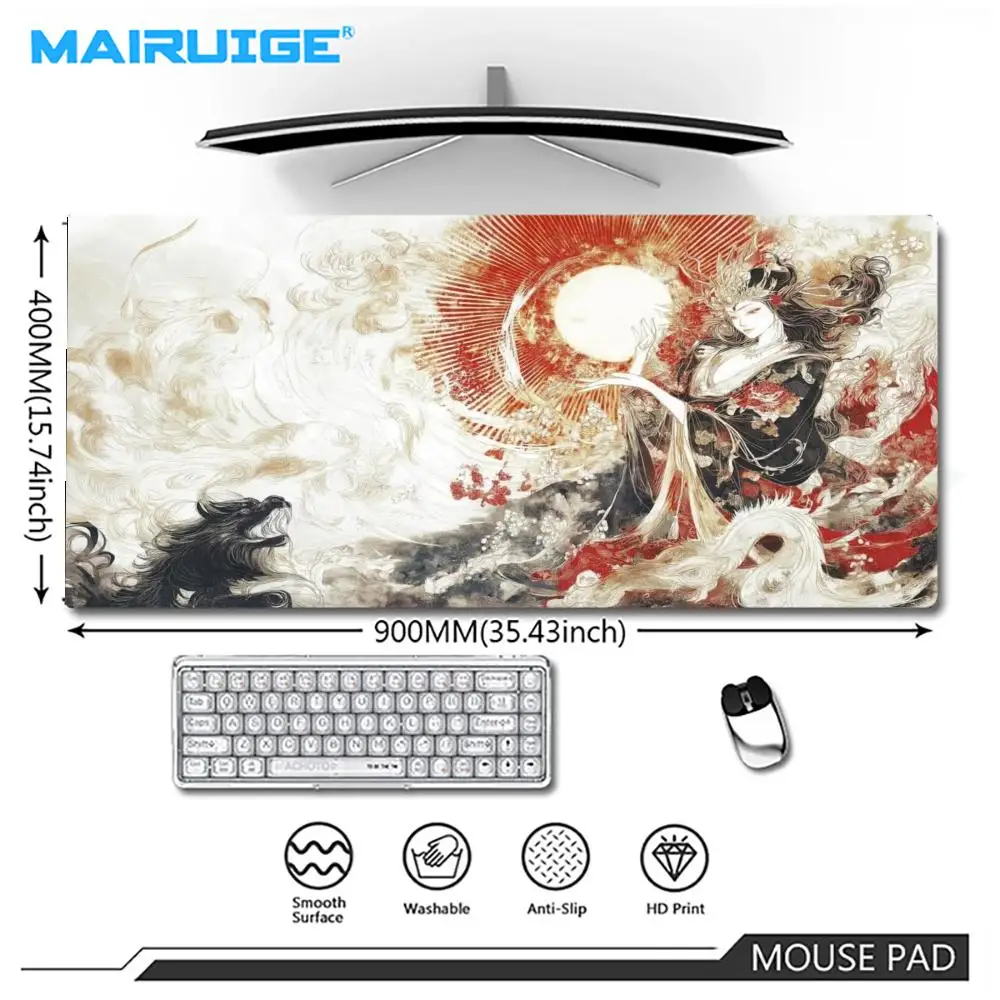 Warm Abstract Fluid Oil Painting Children Holding Hands Playmat Designed For Student Laptop Bedroom Learning Mat
