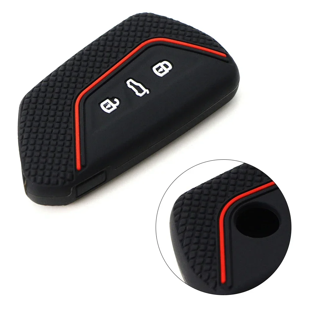 Brand New High Quality Car Key Case For Skoda Octavia Full Package Silicone Soft Black Black Red Line For Golf MK8