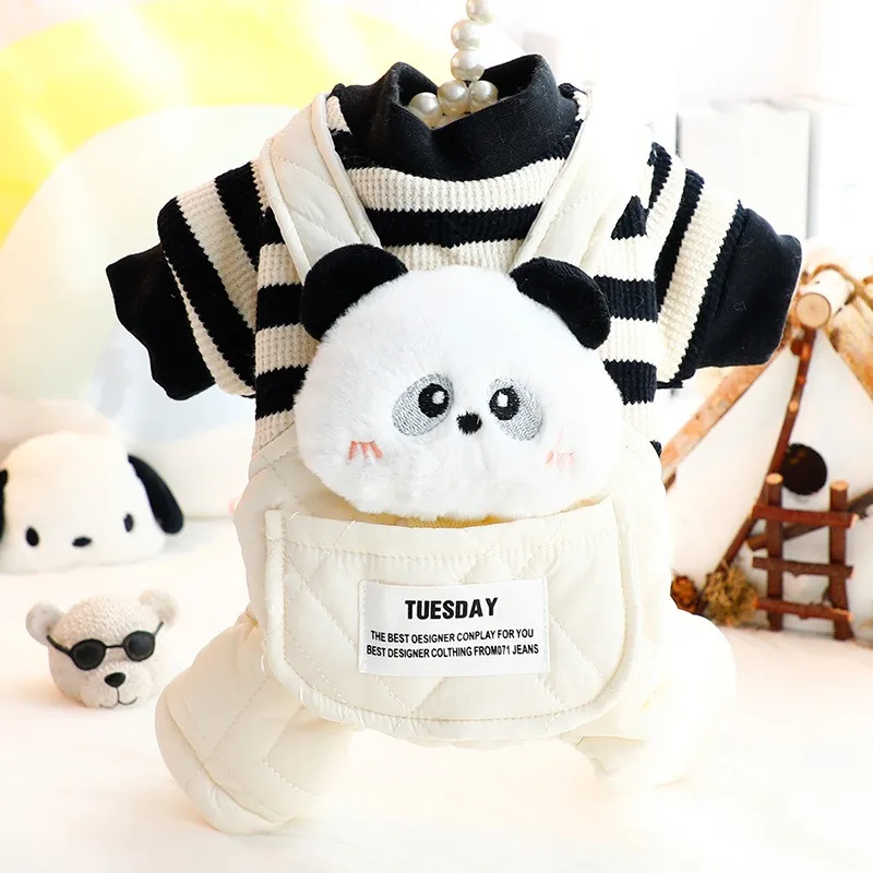 Dog Clothes for Autumn and Winter, Thick Style with Large Pockets Four Legged Three-dimensional Cartoon Overalls, Small Dog Pets