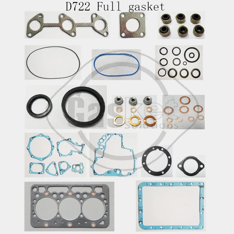 D722 Full Gasket Set With Engine Head Gasket For Kubota 16871-03310