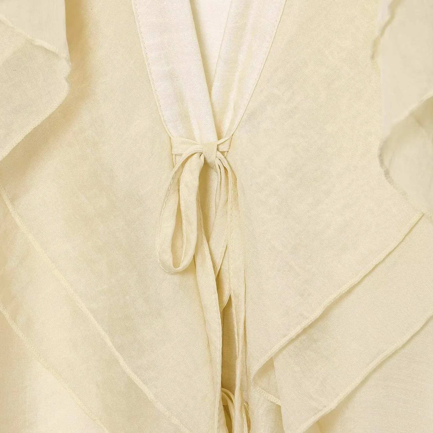 NINE ZAR feminino irt com gravata borboleta longa sve em camadas decoração europeia sle solto ajuste v-ne poliéster linha a sve