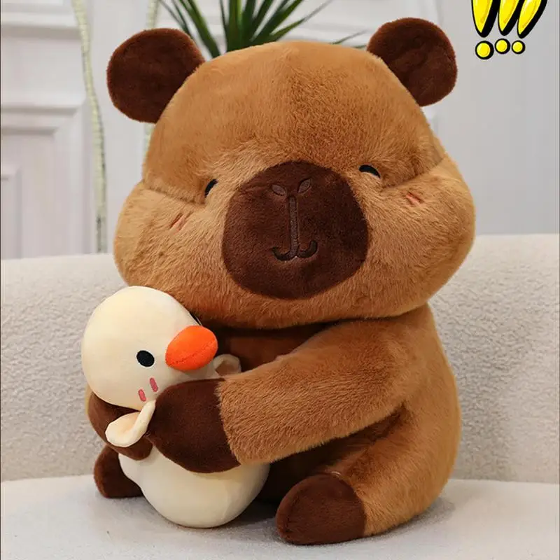 Capybara Stuffed Animal Unique Capybara Plushy Hugging Yellow Duck 11.81in Children Sleeping Comfort Doll KidsPlush Toy Pillows