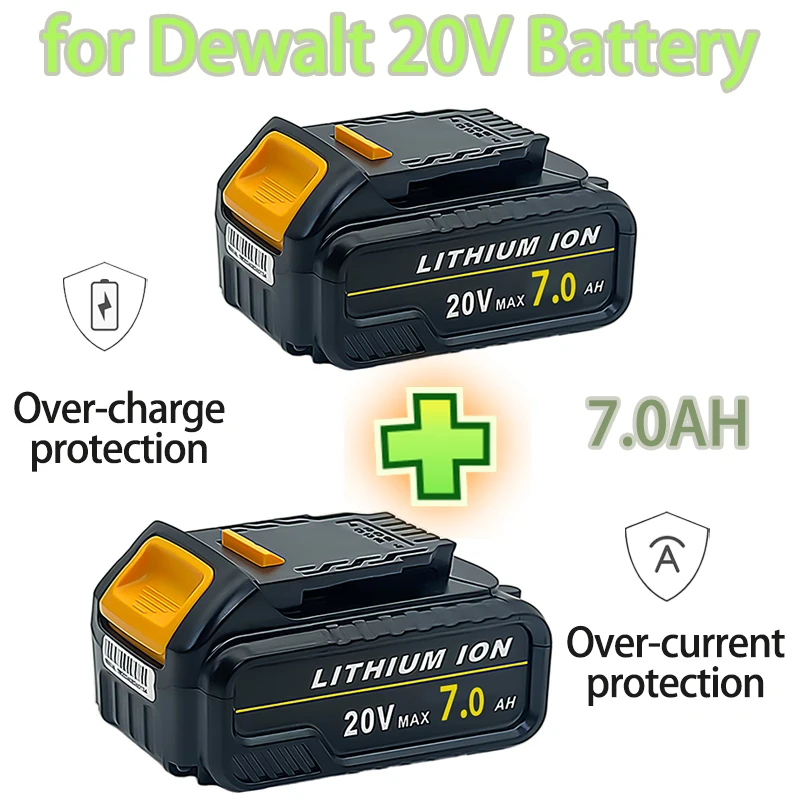 2 件 for 20V 7.0Ah 锂电池 Power Tools Dcb118 Dcb102 Dcb105 Dcb115 for Dewalt 20V Battery Recgeable Electric Tools Set