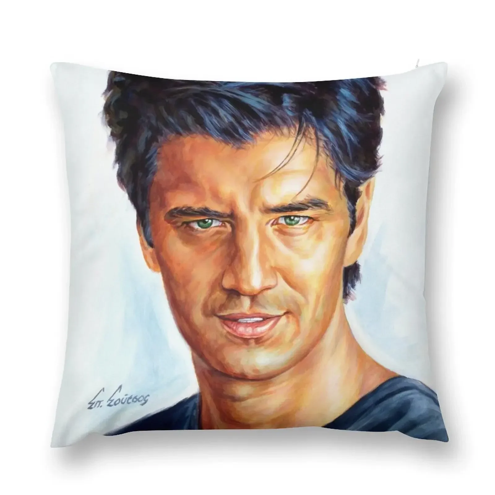 Sakis Rouvas - Σ?κη? Ρουβ?? πορτρα?το ζωγραφικ?? Throw Pillow Bed pillowcases Anime pillow