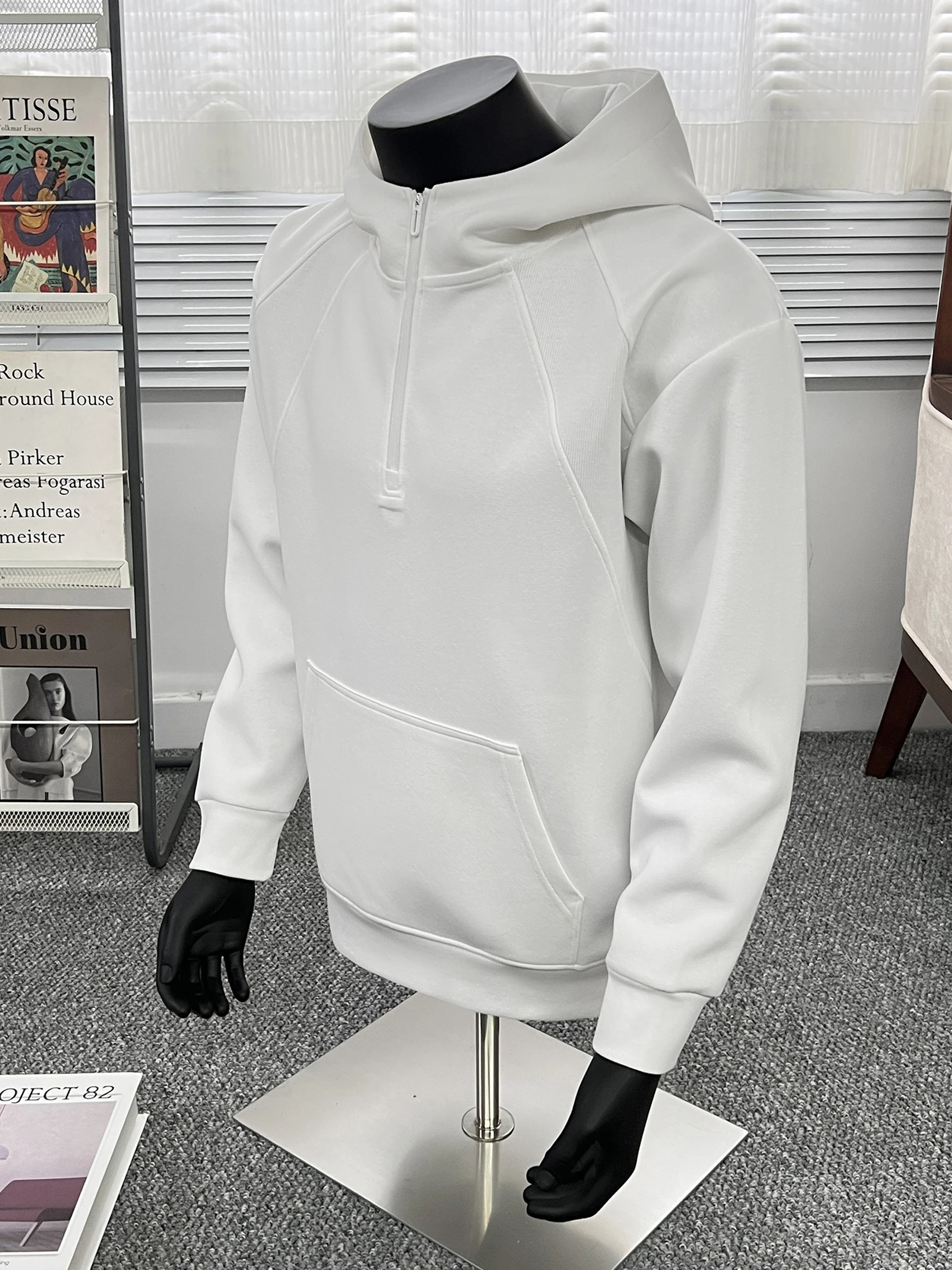 

American Sle Oversized Hoodie Jaet Men's Loose Fit f Zipper Sweatirt Casual Comfortable Long Sve Thermal Coat