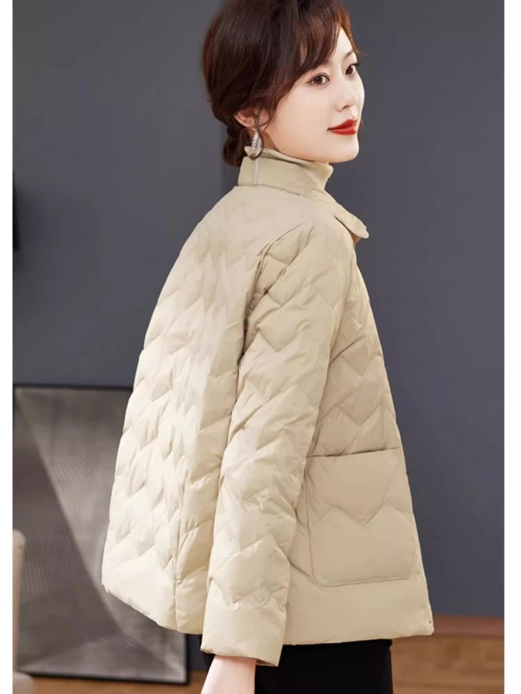 2024 Tailored Collar Down Coat Winter Women 90%White Duck Down Jacket Ladies Short Warm Puffer Coat Female Slim Vintage Parka