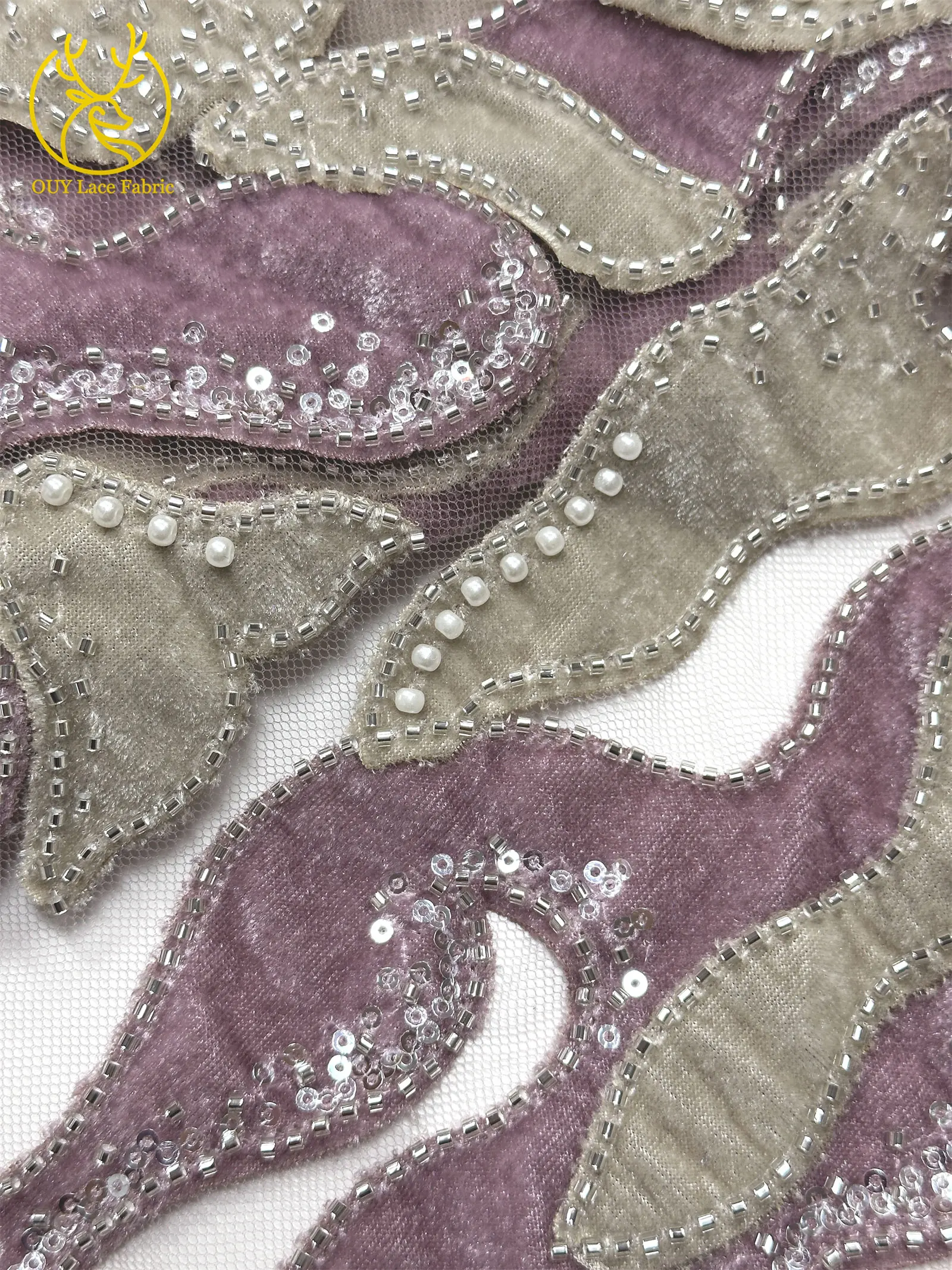 Roter Samtstoff mit Perlen und Pailletten, Spitzenstoff 2026, eleganter bestickter Tüllstoff für Bräutigam, französisches Hochzeitskleid, Abendkleid, zum Nähen, 5 Yards – Detail 14