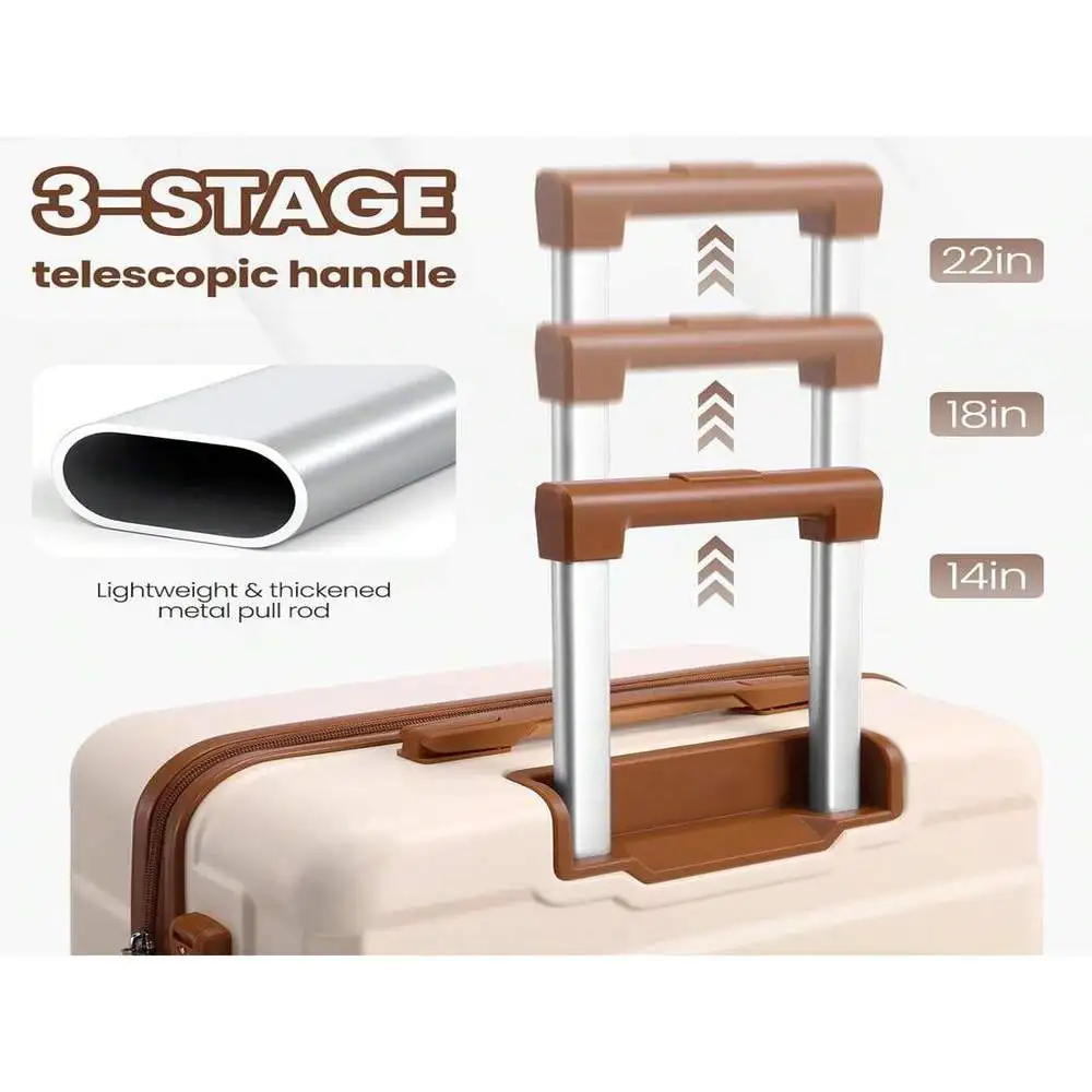 3-Piece Luggage - 20 Inch ABS Hardshell Silent Spinner Wheels TSA Lock For Short Trips