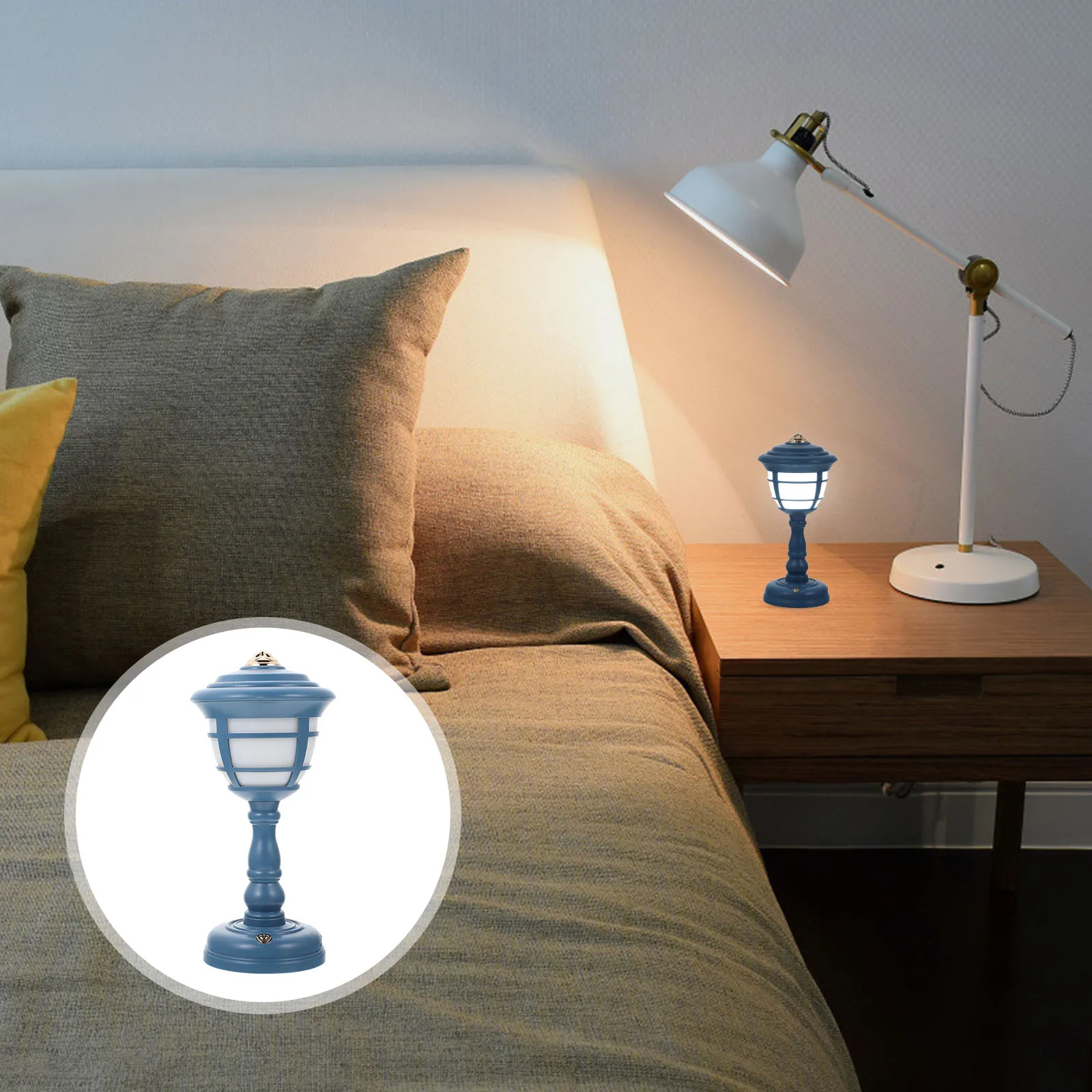 

Retro Palace Lantern Ornaments Vintage Home Decor Night Light Desk Lamp Blue Abs