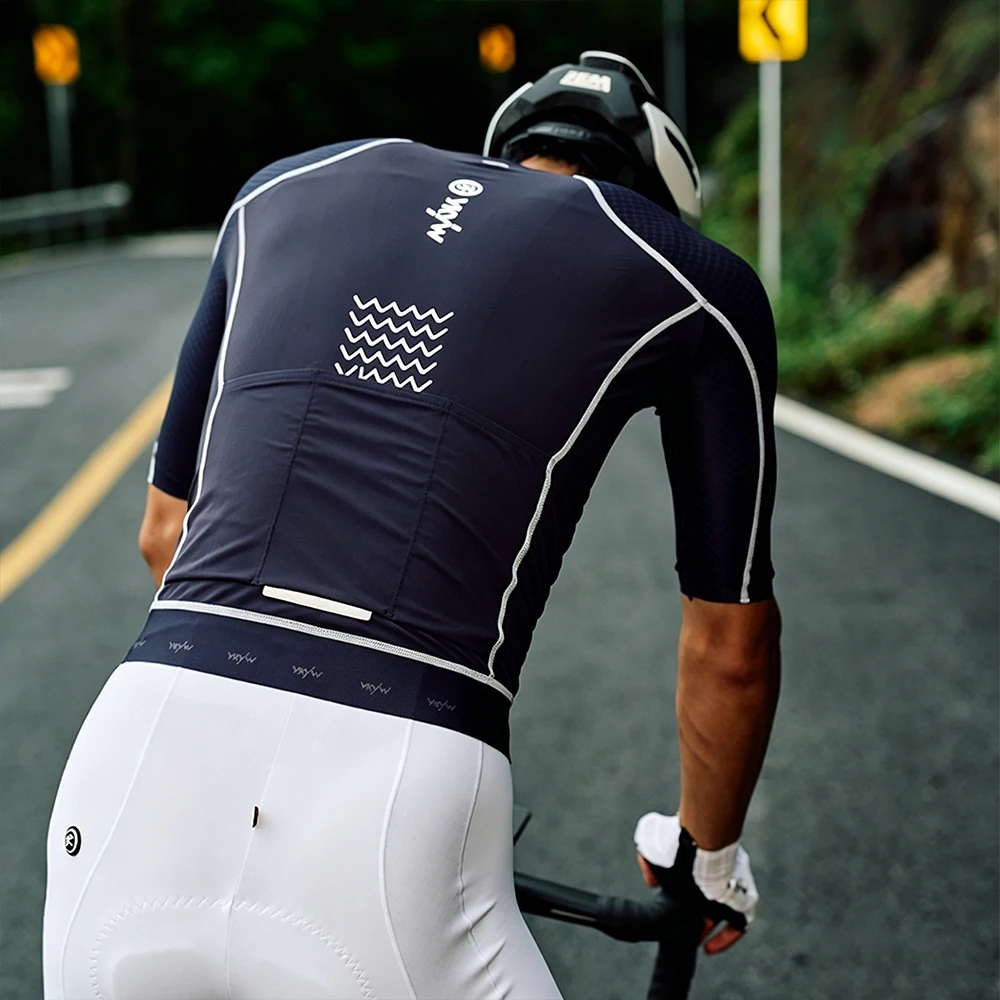 YKYWBIKE Herren Sommer-Radtrikot 3D-Schnitt Raglan-Ärmel Schnelltrocknend Atmungsaktiv Leichtes Rennrad-Trikot Hautfreundliches Oberteil – Detail 21