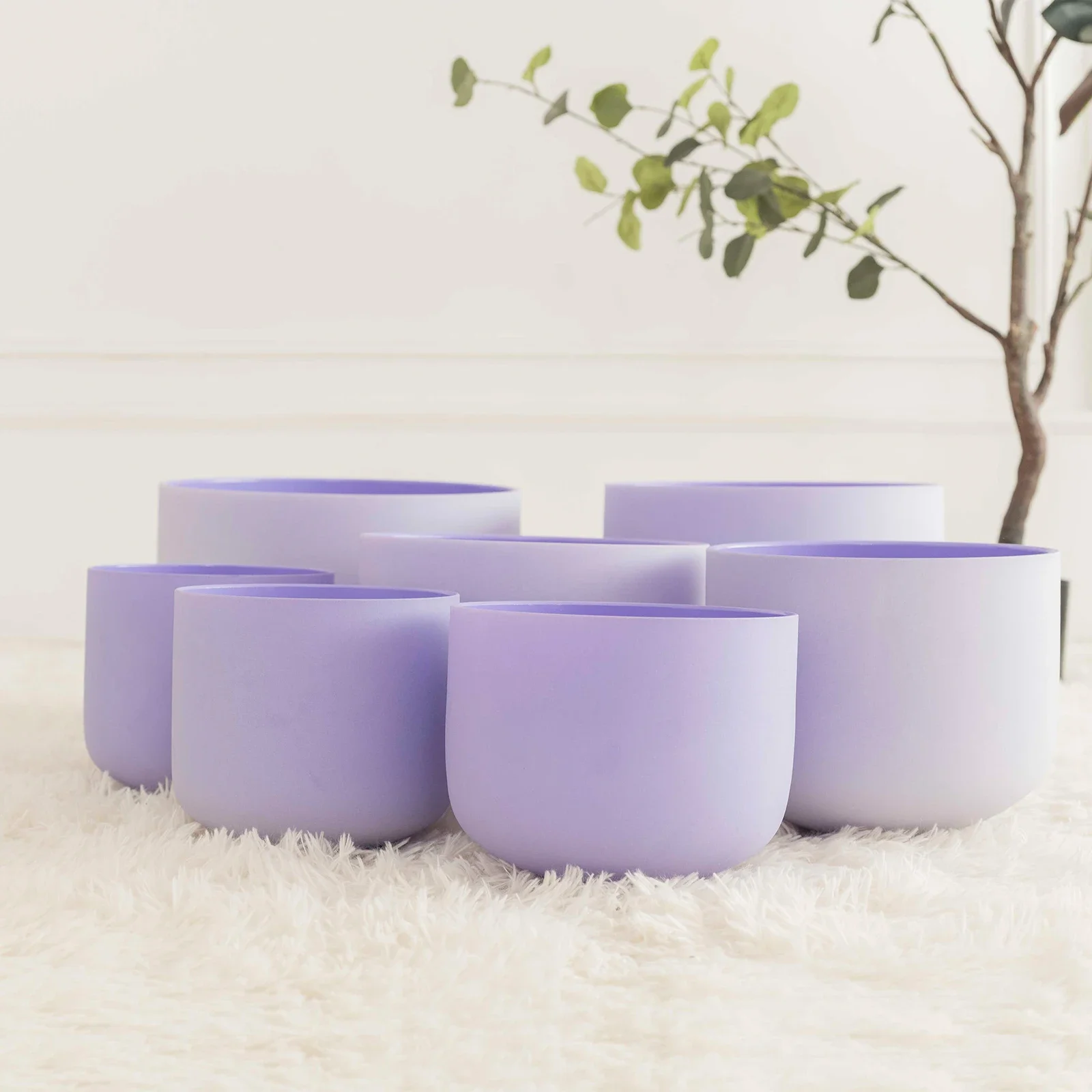 STARLINKUP 7Pcs Purple Quartz Crystal Chakra Singing Bowl Set 6-12/7-12 Inch CDEFGAB Note with Carry Case for Yoga Sound Healing