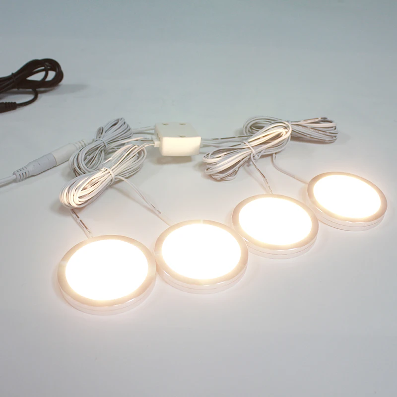 10pcs/Set 12V RV Small Round Ceiling Light Ultra-thin Light Emitting Diode Light with Remote Control